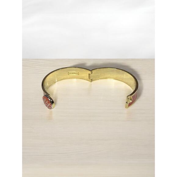 Y2K Coach Signature Metal Enamel OP Art Hinge Bangle - Picture 6 of 6